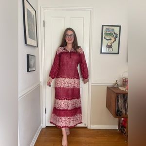 70s Vintage Gauze Cotton Hippy Boho Dress